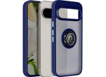 Avizar, Custodia Per Cellulare Per Google Pixel 9 / 9 Pro Anello In Metallo, Supporto Video, Blu Scuro