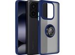 Avizar, Custodia Per Cellulare Per Xiaomi Redmi Note 14 5G Anello In Metallo, Supporto Video, Blu Scuro