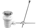 Tappo Automatico, Raccordo Di Scarico Cromato 1 1/4" Con Tirante, Pvc"