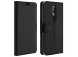 Avizar, Nokia 7.1 Flip Cover Con Slot Per Schede E Funzione Stand, Nero