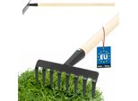 Kotarbau® Rastrello A 8 Denti In Acciaio Con Manico In Legno 85 Cm Rastrello Da Giardino Rastrello Da Giardino