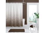 Tenda Doccia Tessile Matrix Bianco Marrone Marrone Chiaro 240X200 Cm, Incl. Anelli Per Tenda Doccia Incl. Pesi