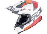 Casco Motocross Analogico Scorpion VX-16 Evo Air, Bianco/Rosso/Arancio, M (57/58)