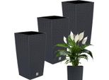 Set Di 3 Vasi Da Fiori Prosperplast | Rato Square | Antracite | 24 Cm