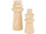 Atmosphera Createur D'interieur - Set Di 2 Portacandele In Legno Uma H235Cm