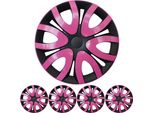 Set Di Coprimozzi Da 14 Pollici 4X Premium Design Mika In Rosa/Nero