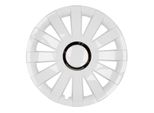 4X Coprimozzi Premium Design Set Di Copri Ruote Verniciati 14 Pollici Anello Cromato Bianco
