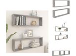 Vidaxl Mensole A Cubo 2 Pz. Grigio Cemento 100X15X30 Cm Materiale A Base Di Legno - Mensole Da Parete