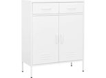 The Living Store Armadio Bianco 80X35X101,5 Cm In Acciaio