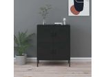 The Living Store Armadio Nero 80X35X101,5 Cm In Acciaio
