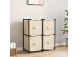 The Living Store Cassettiera Con 4 Cestini In Tessuto Crema 63×30×71 Cm In Acciaio