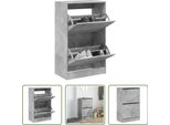 The Living Store Scarpiera In Cemento Grigio 60X34X96,5 Cm Materiale In Legno