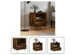 The Living Store Comodino In Rovere Fumé 40X35X50 Cm Materiale In Legno