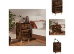 Vidaxl Comodino Con Gambe In Legno Massiccio Rovere Fumé 40X35X69 Cm - Comodini