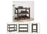 The Living Store Portabottiglie Per 12 Bottiglie In Legno Di Pino Massiccio Grigio