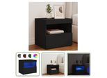 The Living Store Comodino Con Luci Led Nero 50X40X45 Cm