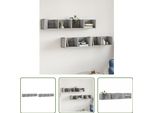 The Living Store Armadi A Muro 2 Pz. Grigio Sonoma 99X18X16,5 Cm Materiale Legno