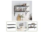 The Living Store Mensole A Muro 2 Pz. 75X40X3 Cm Nero Acciaio Inox