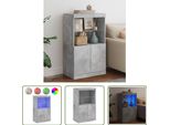 The Living Store Credenza Con Luci Led Grigio Cemento 60,5X37X100 Cm