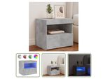 The Living Store Comodino Con Luci Led Grigio Cemento 50X40X45 Cm