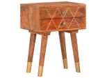 The Living Store Comodino 43×30×58 Cm In Legno Massiccio Di Mango