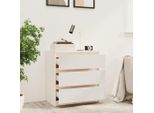 The Living Store Comodino Bianco 60X36X64 Cm In Legno Di Pino Massiccio