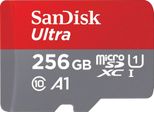 SANDISK Speicherkarte Ultra microSDXC, grau (grau, rot), 256 GB, Speicherkarten