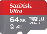 SANDISK Speicherkarte Ultra microSDXC, grau (grau, rot), 64 GB, Speicherkarten