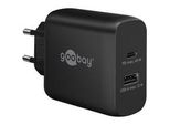 USB-C Dual-SchnellladegeräT, Pd, Gan, 65 Watt Schwarz, 1X USB-C, 1X USB-A, Power Delivery