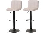 2Er-Set Barhocker MCW-G87, Tresenhocker Barstuhl, HöHenverstellbar Drehbar, Stoff Chenille (465G/M²) Mvg ~ Creme-Beige