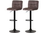 2Er-Set Barhocker MCW-G87, Tresenhocker Barstuhl, HöHenverstellbar Drehbar, Stoff Chenille (465G/M²) Mvg ~ Braun