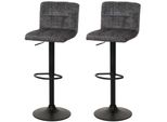 2Er-Set Barhocker MCW-G87, Tresenhocker Barstuhl, HöHenverstellbar Drehbar, Stoff Chenille (465G/M²) Mvg ~ Dunkelgrau