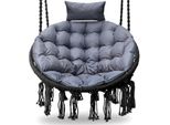 Cuscino Per Sedia Sospesa, Imbottitura Per Altalena Polyrattan / Rattan, Cuscino Per Cesto Sospeso Rotondo - Cuscino Per Schienale-Xxl 110 Cm-Grigio Scuro
