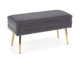 Halmar Panca Imbottita Con Contenitore Velva - Grigio Scuro / Oro