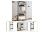 The Living Store Scarpiera Con Specchio 4 Scomparti Grey Sonoma 63X17X134 Cm