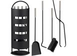 Relaxdays Set Camino 5 Pezzi Nero E Argento