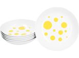 Pula Giallo Set Di 6 Piatti Fondi 450Ml Porcellana 6 Pers. Piatti Profondi Pasta Dots