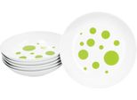 Pula Verde A Pois Set Di 6 Piatti Fondi 450Ml Porcellana 6 Pers. Piatti Profondi Pasta A Pois