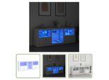 The Living Store Credenza Con Luci Led Bianca 181,5X37X67 Cm