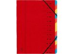 Exacompta Cartella Organizer In Truciolato Con Chiusura Elastica 12 Scomparti Din A4 Rosso