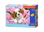 Castorland Puzzle Cucciolo Con Fiori Rosa 180 Pezzi