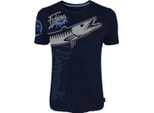 Hotspot Design Fishing Mania Barracuda, Xxl, Blu, T-Shirt, Per Pescatori In Mare, 010000905