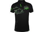 Hotspot Design Fishing Mania Bass Mania, Xxl, Nero-Verde, Polo Per La Pesca Alla Spigola, 010200705