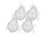 Clayre & Eef Set Di 4 Gocce Di Natale Ø 8 Cm In Vetro Bianco