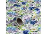 Carta Da Regalo, Fiori, Blu E Lavanda, 0,70 X 10 M - Compleanno