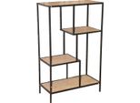Libreria Stretta Con 4 Ripiani In Legno - Libreria - Scaffale Portaoggetti - Armadio Salvaspazio - Ripiano Aperto Decorativo - Struttura In Metallo - Marrone