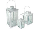 Set Di 3 Bellissime Lanterne Lanterna In Metallo Bianco Con Manico