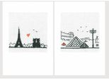 Le Bonheur Des Dames Biglietti D'auguri Set Di 2 Kit Punto Croce "Paris Eiffel Tower"", 10,5X15Cm"