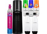 Sodastream Per Acqua Frizzante Terra Black Con 2 Bottiglie + 3 Sciroppi (Pepsi, Mirinda, 7UP) 440Ml