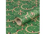 Carta Da Regalo Per Natale, Pinguini Divertenti, Verde, 0,70 X 10 M